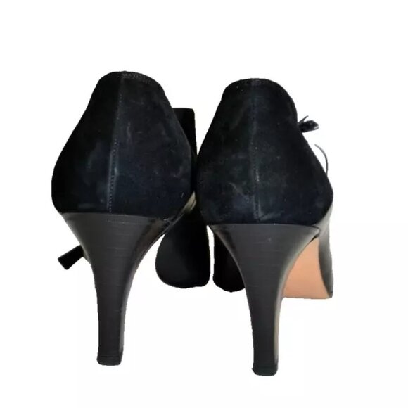 $650 SALVATORE FERRAGAMO SUEDE LEATHER LACE UP BOOTIE HEEL BLACK 11 B (SE38) - Picture 5 of 8